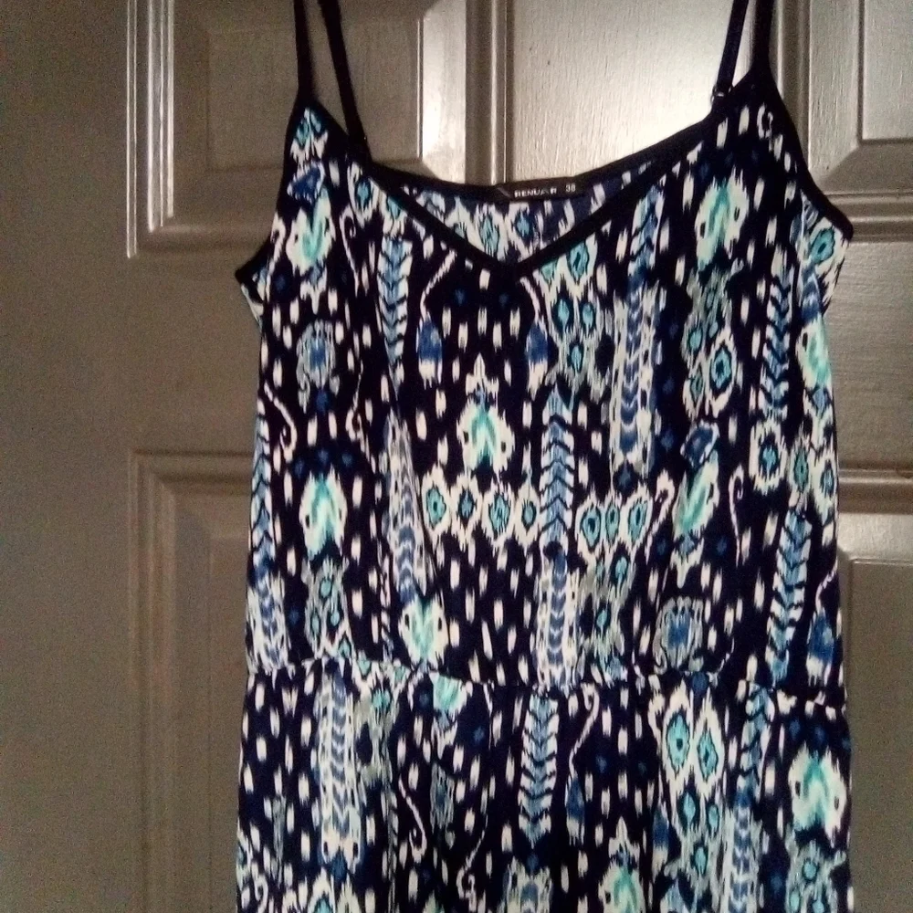 RENUAR ladies blue print sundress. Size 38.
